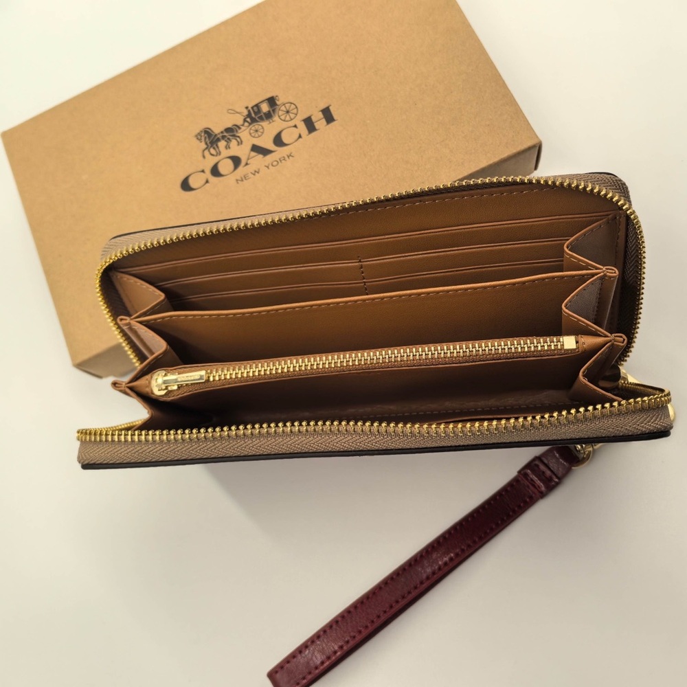 COACH Signature Cherry Print Long Wallet with Wrist Strap - Picture 6 of 8